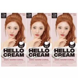 Mise-en-scene 미쟝센 헬로크림 염색약 10WC 웜코랄 NEW x 3개 Missha Hello Cream Hair Color 10WC Warm Coral NEW x 3