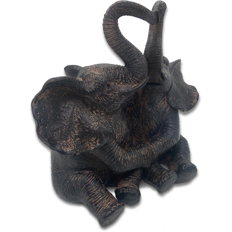 Objectz Elephant Couple Figurine - Two Loving Elephants with Heart