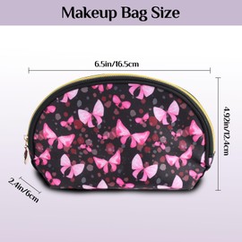 FIMONRUBY Cosmetic Bag, Small Travel Makeup Bag，Zipper Pouch Cute Gifts for women，Makeup Organizer, Wrinkle Resistant Butterfly Print Travel Pouch