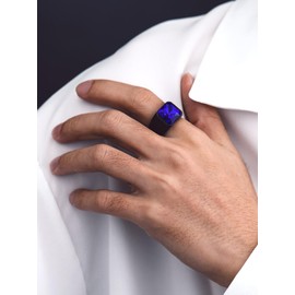 Bandmax Onyx Men's Signet Ring Women's Stainless Steel Ring with Stone Black/Red/Blue/Green Band Ring 12 mm Wide Men's Jewellery Accessories Sizes 54 mm to 72 mm Available, Stainless steel, zirconia