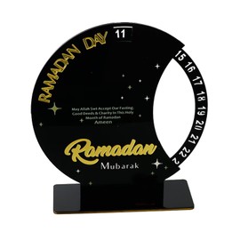 Ramadan Advent Calendar - Acrylic Eid Mubarak DIY Countdown Calendars for Decoration - Craft Ornament Ramadan Gift (Luxury-Black)