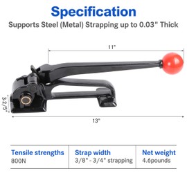 Hawaminent Heavy Duty Steel Strapping Tensioner Tool - for 3/8"-3/4" Metal Banding Tool Tensionining Strapping for 0.012-0.03" Thickness, Strapping Banding Tool for High Tensile Packging