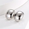 Rectangle Chunky Big Stud Earrings for Women 925 Sterling Silver