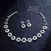 Vinzar Prom Earrings Necklace Set Rhinestone Earrings Green Sparkly Wedding