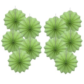 BARTHEW Green Hanging Paper Fans, 8in, 30 Pack, DIY Set, Minimalist Modern Style, Green, Military Theme, Birthday Occasion