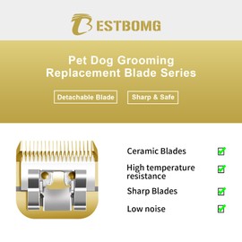 BESTBOMG 2 Stück 40# Ersatzklinge für Hundepflege, kompatibel mit Heiniger/Moser Max45 Serien /Andis/Oster A5 Hundehaarschneider, Größe #40 Schnitt Länge 1/100 Zoll (0,25 mm), Gold