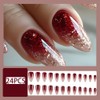 24Pcs Wine Red Gradient Press on Nails Almond Medium Fake