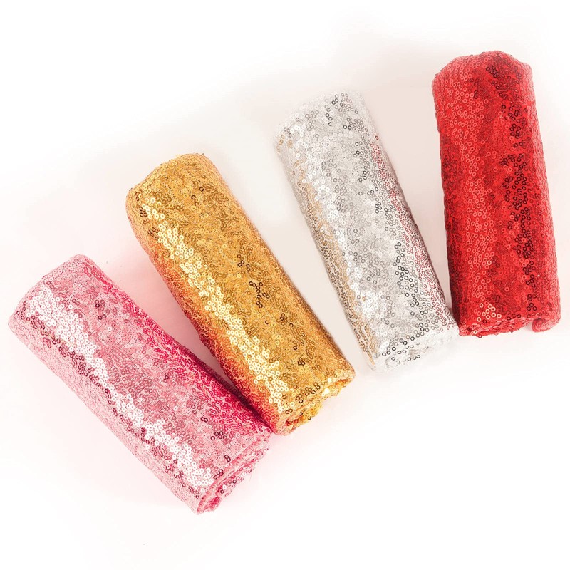 Table Runner Glitter Round Sequins Fabric for Wedding Birthday Party