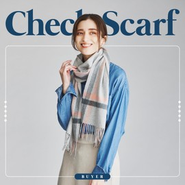 Premium Cashmere Checkered Scarf Handpicked Inner Mongolia Fibers, Wool scarf Unisex Luxury Gift, Knit shawl (Brooklyn Check) CH30-CH07a