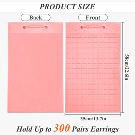 FuninCrea Hanging Jewellery Organiser with Hooks for up to 300 Pairs of Earrings, Jewellery Stand, Foldable Jewellery Stand, Hanging Earring Storage, Jewellery Roll for Earrings for Women (White)