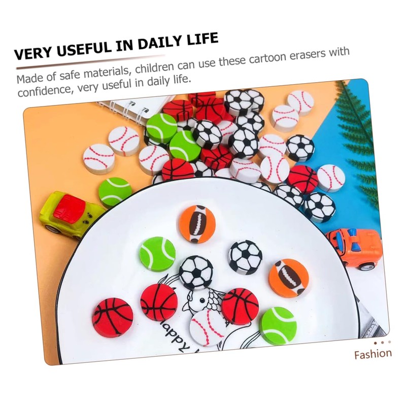 SAFIGLE 90 PCS Multifunctional Erasers Delicate Sports Ball Erasers Portable