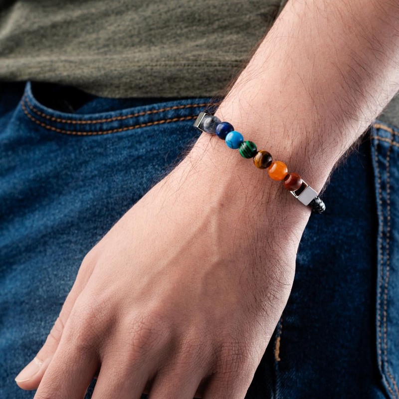 Omky Pulsera de 7 Chakras Hombre Mujer | Acero inoxidable