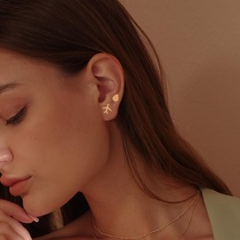 Jenosy Stud Earrings Gold Set 18K Gold-Plated Stud Earrings Silver 925 Women's Sleeper Stud Set Fashion Jewellery for Women and Girls, Yellow Gold