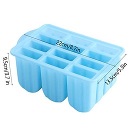 Molde de helado, 12 rejillas Herramienta de fabricación de moldes de helado de silicona de grado alimenticio Máquina de paletas de hielo congelado con tapa y palitos de helado (Blue)