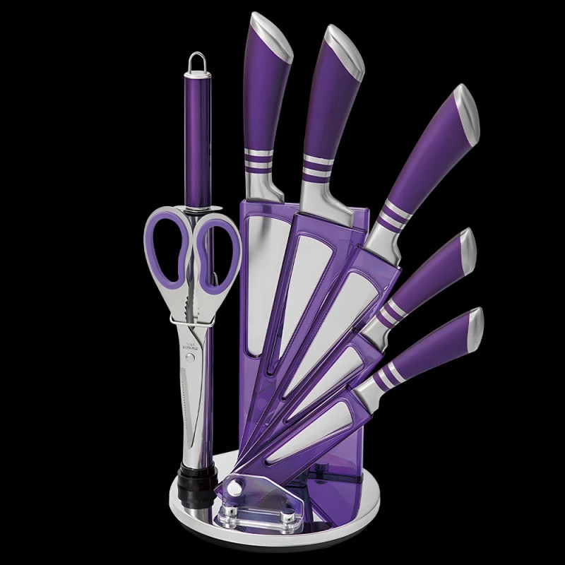 Unbranded 9 Piece Stainless Steel Kitchen Knife Block Set Chef
