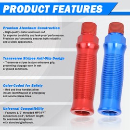 CheeMuii 6 Pair Glad Hand Handles Kit Anodized Aluminum Gladhand Grips Heavy-Duty Red & Blue Gladhand Extension Handles for Semi Truck Trailer Easier Coupling