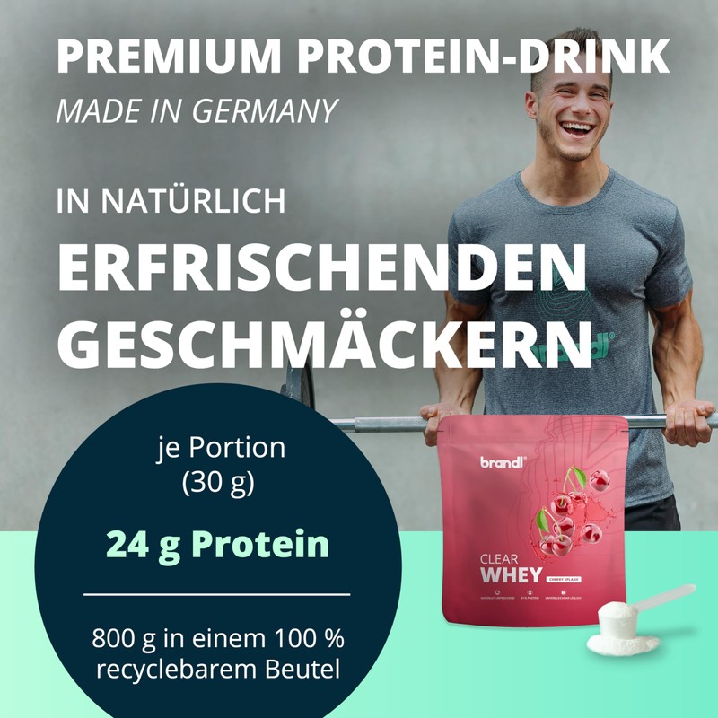 brandl Clear Whey Isolate ohne künstliche Süßstoffe | 80% Eiweiß