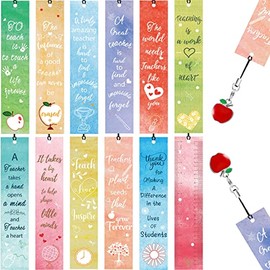 Teacher Bookmark Thank You Bookmark with Pendant Teachers Appreciation Gifts Thank You Gifts Page Markers Teacher Bookmark Graduation Gift for Teachers Party Favors School Classroom Reading (12)