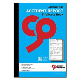 Cherry Carbonless NCR Accident Report Triplicate Book A4 50 Sets