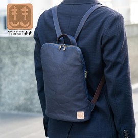 Creare Kiki Canvas Bag Slim Backpack Men Lightweight Made in Japan Traditional Japanese Natural Color Slim Pouch Toyooka Bag Father's Birthday Present