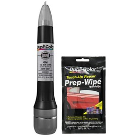 Dupli-Color AGM0501 Metallic Galaxy Silver Exact-Match Scratch Fix All-in-1 Touch-Up Paint Compatible with GM Vehicles Bundle with Prep Wipe Towelette (2 Items)
