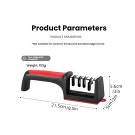 4-in-1 Kitchen Knife Sharpener, Professional Grade with Tungsten Steel and Ceramic Slots, Scissor Sharpening, Black/Red