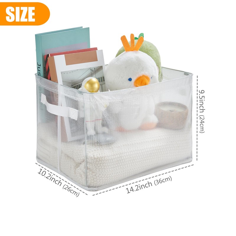 Clear Large Storage Baskets for Shelves, Collapsible Storage Bins with
