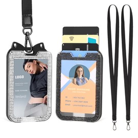 2 Pack Lanyards for id Badges Bling ID Badge Holder with Lanyard for Office, School, Cruise Cards,Travel (Black and White)
