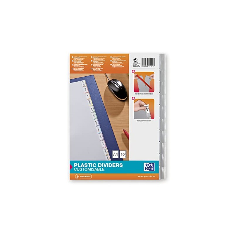 Oxford 400028107 Universal-Register blanko 10 Taben 10-teilig A4 aus Kunststoff