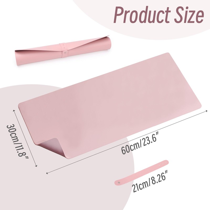 DAWNTREES Makeup Mat for Vanity,Dual-Sided Leather Vanity Mat, Easy to
