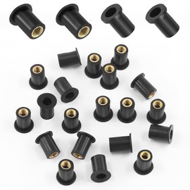 Rustark 20pcs M5 Rubber Well Nuts Black Neoprene Well Nuts Expansion Brass Nuts Windshield Fairing Nuts Windscreen Rubber Nut for Fairing Kayak Motorcycle Boat