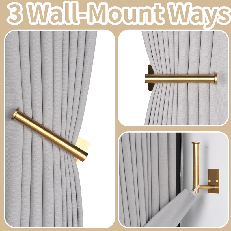 OCIOLI 4 Pack No Drill Curtain Holdbacks - Self-Adhesive/Screw-in Metal