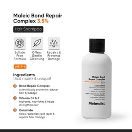 Champú para cabello dañado y encrespado | Complejo reparador de enlaces maleicos al 3,5% | Con aceite de argán, ceramidas y aceite de coco | Para muje