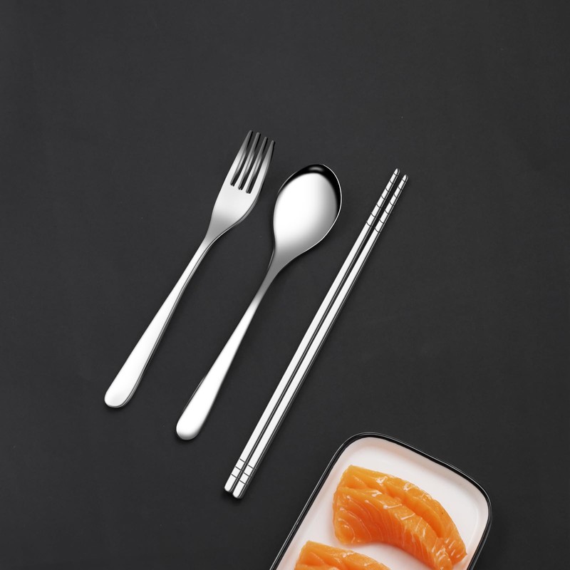 Titanium cutlery set, travel cutlery with box, including titanium fork,