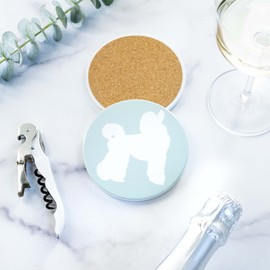 Poodle Lovers Ceramic Drink Coasters - Set of 4 Dog Coasters with Protective Cork Bottom and Metal Stand - Poodle Decor for Poodle Moms & Dads