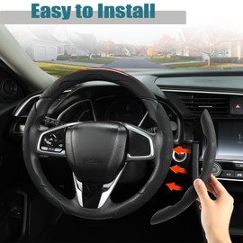 West Llama 3Pcs Snap on Large Steering Wheel Cover Include 1 Pair Leather Segmented Steering Wheel Protector and 1 Peice Car Wheel Cover with Carbon Fiber Pattern Universal for 99% Cars,(Red)