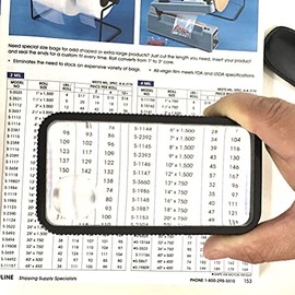 3X Large Rectangular Handheld Pocket Magnifier with 2"x4" Lens and Storage Case Made in USA