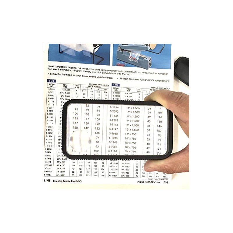 3X Large Rectangular Handheld Pocket Magnifier with 2"x4" Lens and