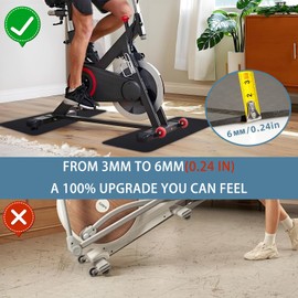 2PCS Non-Slip Mat for Peloton Bike, Concept 2 Rower, 6mm (0.24in) Thick, Exercise Bike Mat for Hardwood & Carpet, Floor Protection for Treadmill & Indoor Equipment, Home Gym Accessories