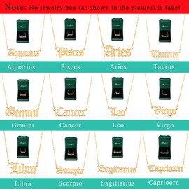 Minegreet Old English Zodiac Necklace for Women, Horoscope Birth Star Sign Letter Astrology Constellation Necklace Birthday Gift (Taurus-Gold)