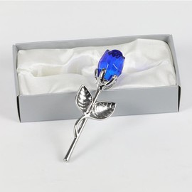 Crystal Metal Red Rose Crafts Graduation Gift Box Set, Valentine Gift Wedding Gift Mother's Day Gift Box Transparent:_Silver Rod Blue Rose