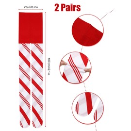SATINIOR 2 Pairs Christmas Striped Tights Full Length Red and White Striped Tights Candy Cane Snowflake Stocking Spandex Leggings Tights Thigh High Stocking for Women