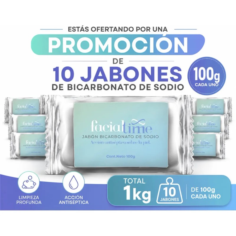 Jabón De Bicarbonato De Sodio Lote 10 Piezas De 100g