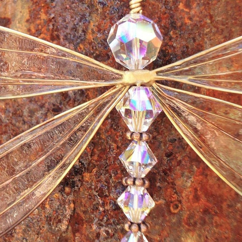 Dragonfly Crystal Suncatcher, MetalDragonfly Pendant, Hanging Crystal Suncatcher for Garden