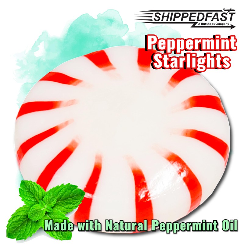 Peppermint Starlights (2lbs) Candy Mints. Real Peppermint Oil Infused Hard