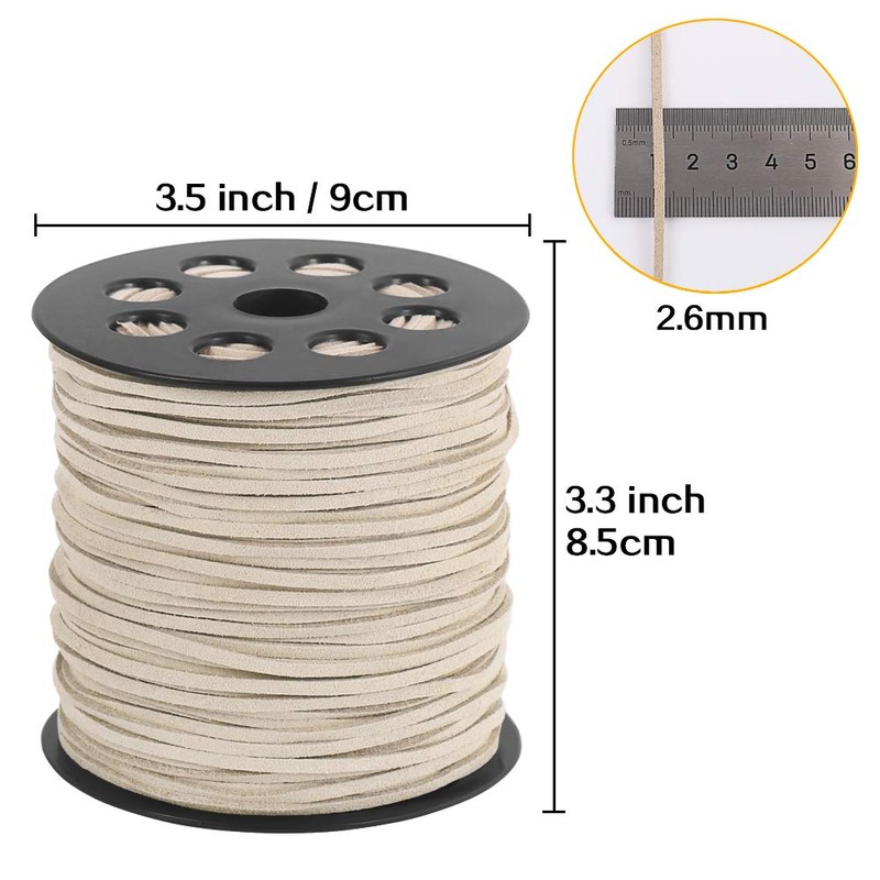 Tenn Well 2.6mm Suede Cord, 100 Yards Flat Faux Leather