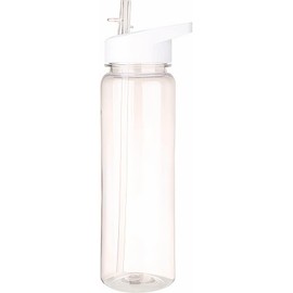 GearTek Tritan Water Bottle | BPA Free 700 ml Sports Water Bottle with Straw | Leak Proof Re-Usable Flip Top Drinks Bottles for Outdoors, Gym, Cycling and Schools (Clear)