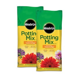 Miracle-Gro Potting Mix, For Container Plants, Flowers, Vegetables, Shrubs, Annuals, Perennials, Feeds up to 6 Months, 2 cu. ft., 2-Pack