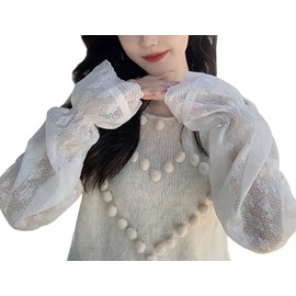 Laisve Women's Lace Arm Cover, Flare, UV Protection, Cool, UV Protection, Arm Cover, Sun Protection, Cute, Summer, Stylish, Soft, Breathable, Cooling Countermeasure, white