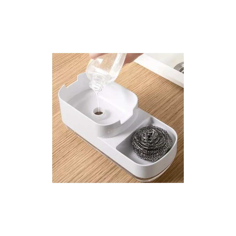 Dishwashing Liquid Soap Dispenser with Pump, Sponge Holder & Metal